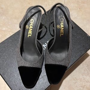 Chanel slingbacks black and gray size 36.5